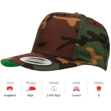 Load image into Gallery viewer, 6689C Camo Classic Snapback in Camo Green - Blank