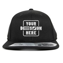 Load image into Gallery viewer, 110F Flat Peak Cap in Black - Embroidered