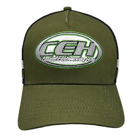 200 x Custom 2 Position Front / Side Embroidered Trucker Cap