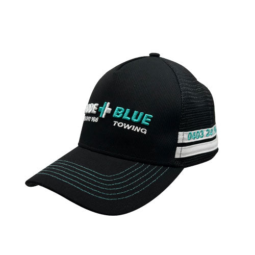 100 x Custom 2 Position Front / Side Embroidered Trucker Cap